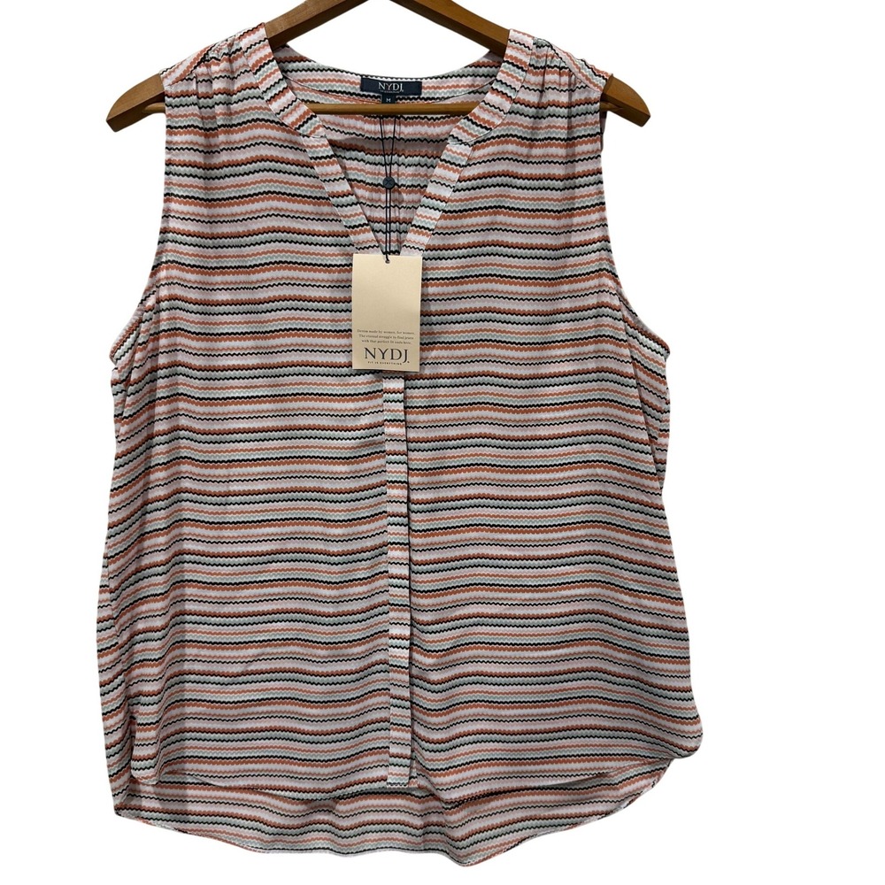 NYDJ Womens Sleeveless Pintuck Blouse Ric Rac Stripe MGGT3256 Multicolor Medium